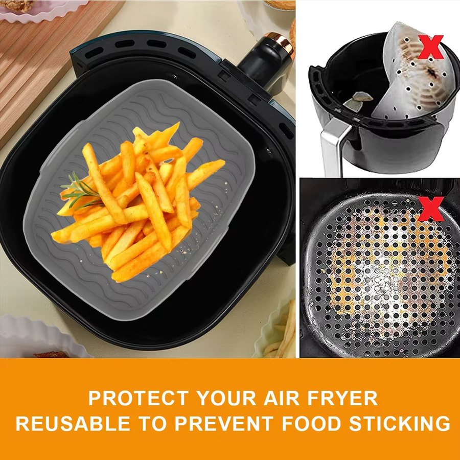 2er-Set wiederverwendbare Silikon Backformen für Ninja Air Fryer mit Dual-Korb, rechteckig, Blau - Bild 5