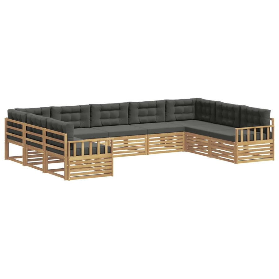 vidaXL Outdoor-Sofagarnitur 9-teilig aus Massivholz Akazie in Weiß und Anthrazit mit U-Form und Polstern - Bild 2