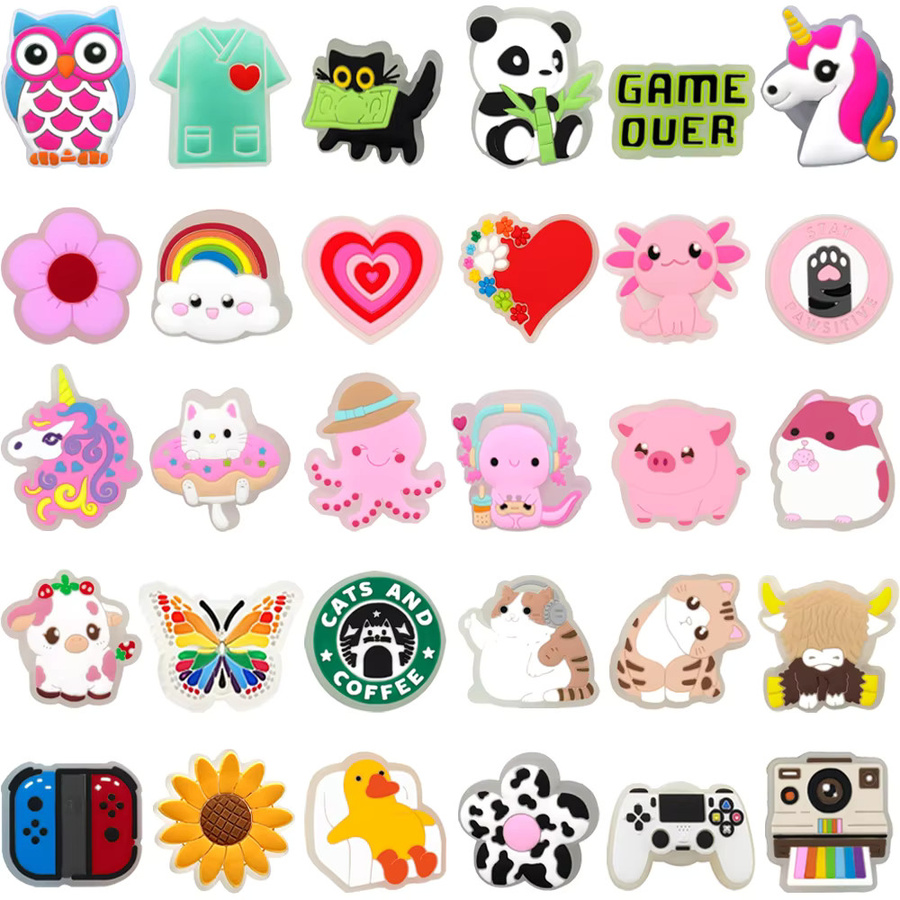 Schuh Charms Rosa Herz LED, Schmetterling Katze Pin, Kinder - Bild 1