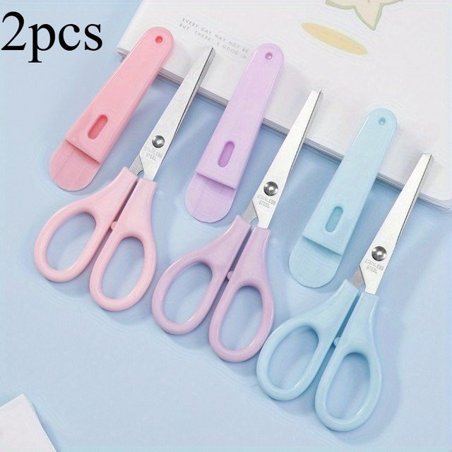 2er-Set Präzisions-Schere aus Edelstahl mit runder Spitze in Pink und Lila für Papier, Stoff und Faden - Bild 1