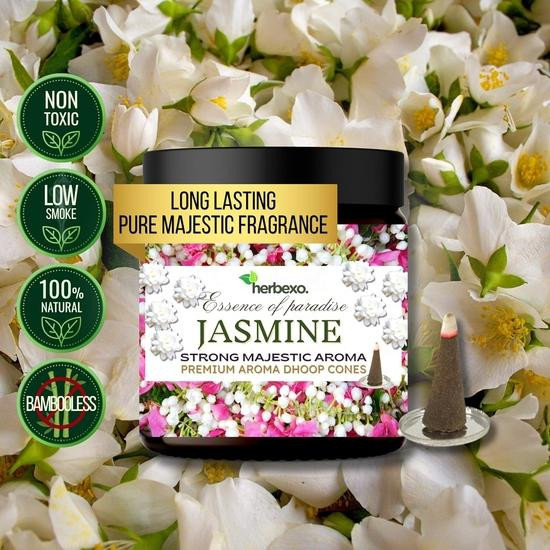 Vedic Spices Jasmin Dhoop und Attar Kombi-Set mit Kräuter-Dhoop Kegeln und natürlichem Jasminduft für Meditation und Pooja - Bild 4