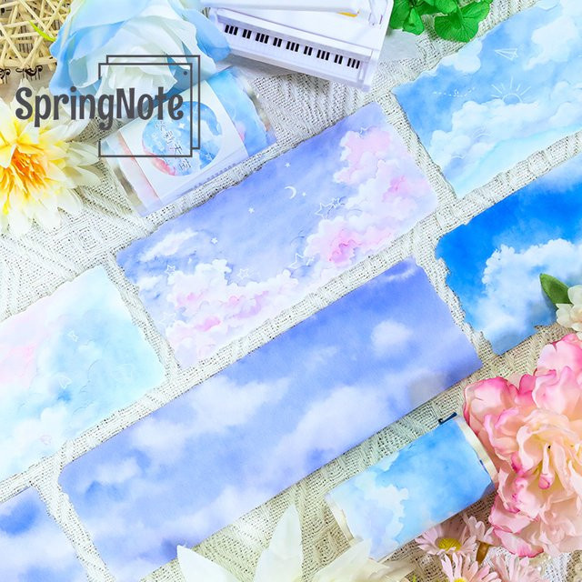 Blaues Aquarell Himmel Washi Tape aus PET, Transparentes Dekoratives Klebeband für Scrapbooking und Journal, Breite: 7 cm, Länge: 2 m - Bild 1