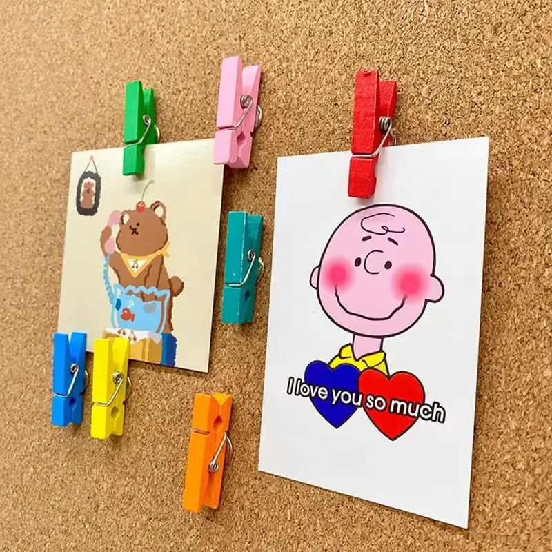 20 Stück dekorative Push Pins aus Holz in Braun und Multicolour für Korktafeln und Bürobedarf - Bild 2