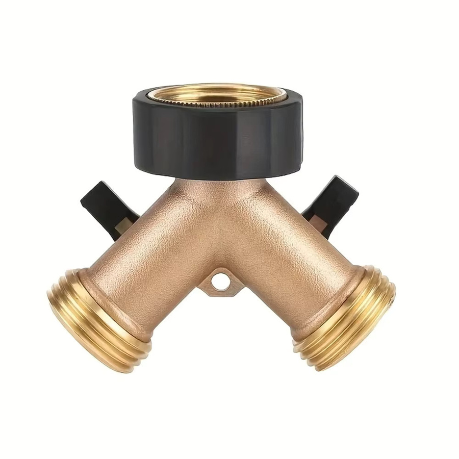 GOUN HOSE 2-Wege-Gartenschlauchverteiler Y-Typ aus Messing in Gold, 3/4 Zoll Wasserhahn-Verbindungsstück - Bild 2