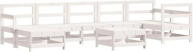 vidaXL 8-teiliges Garten-Lounge-Set in Weiß aus massivem Kiefernholz im L-Shape Design mit Latten-Design und rustikalem Stil - Bild 1