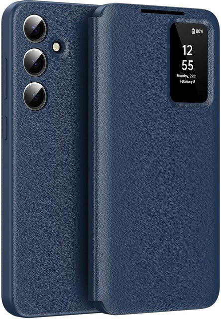 APP S-View Flip Smart Display Schutzhülle aus Leder mit Kartenfach für Samsung Galaxy S23+ in Blau - Bild 1