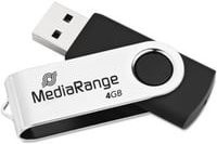 MediaRange USB Stick MediaRange Serie, 4 GB, USB 2.0, Drehkappengehäuse, B: 11 mm, T: 11 mm, H: 56 mm, schwarz-silber - Bild 3