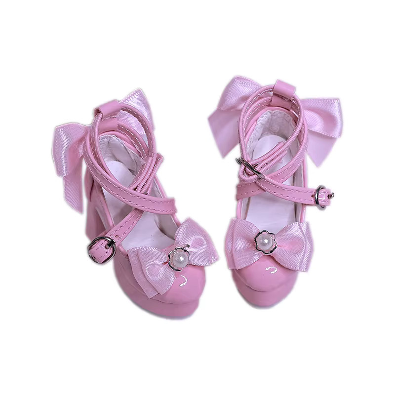 BJD Schuhe Bowknot High Heels, Puppen Zubehör, Schwarz, Rosa / Pink - Bild 2