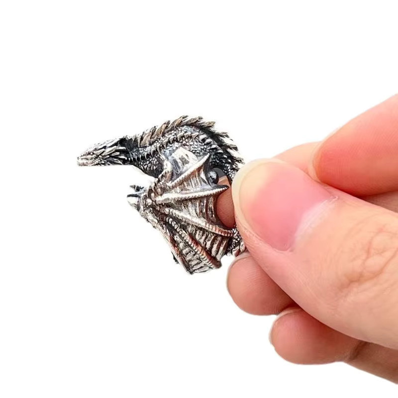 HYFAD Ring Drache, Silber, Herren, Vintage - Bild 4
