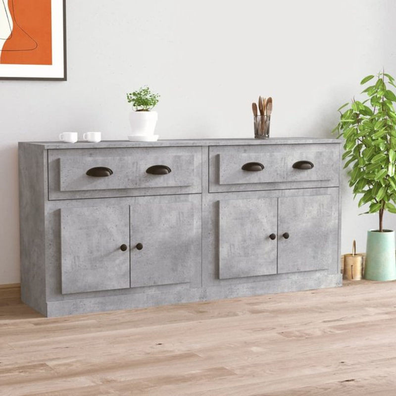 Set aus 2 Schränken von vidaxl in Grau aus Holzwerkstoff mit Scharniertüren und freistehender Bauweise im Classic Design - Bild 1