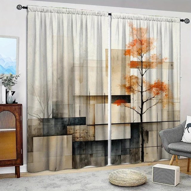 2er-Set Vorhang mit Literaturdruck in Grau, halbtransparentes Fensterdekor aus Polyester, Breite: 52,5 cm, Höhe: 116 cm - Bild 1