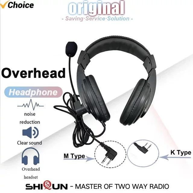 Baofeng Walkie Talkie Headset in Schwarz für UV17 Pro, Quansheng UVK58, 5RPlus (K Typ) und Motorola GP88, GP68 (M Typ) Zubehör - Bild 1