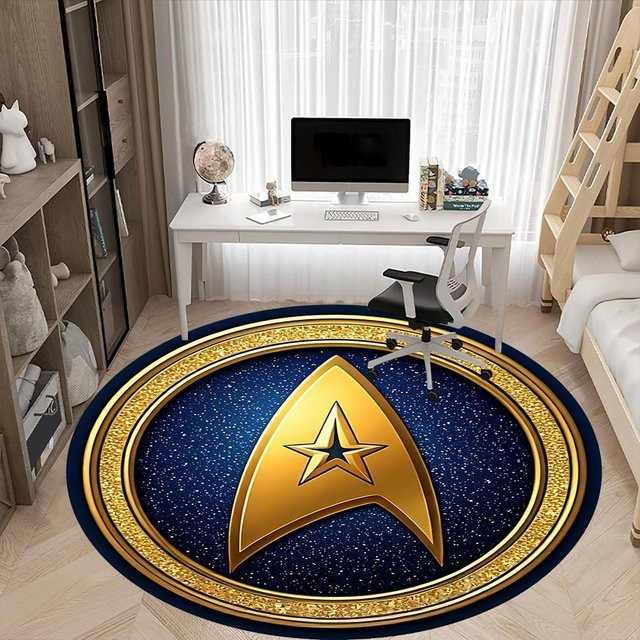 Runder Star Trek Teppich von Yi Xin One in Blau, Durchmesser: 120 cm - Bild 1