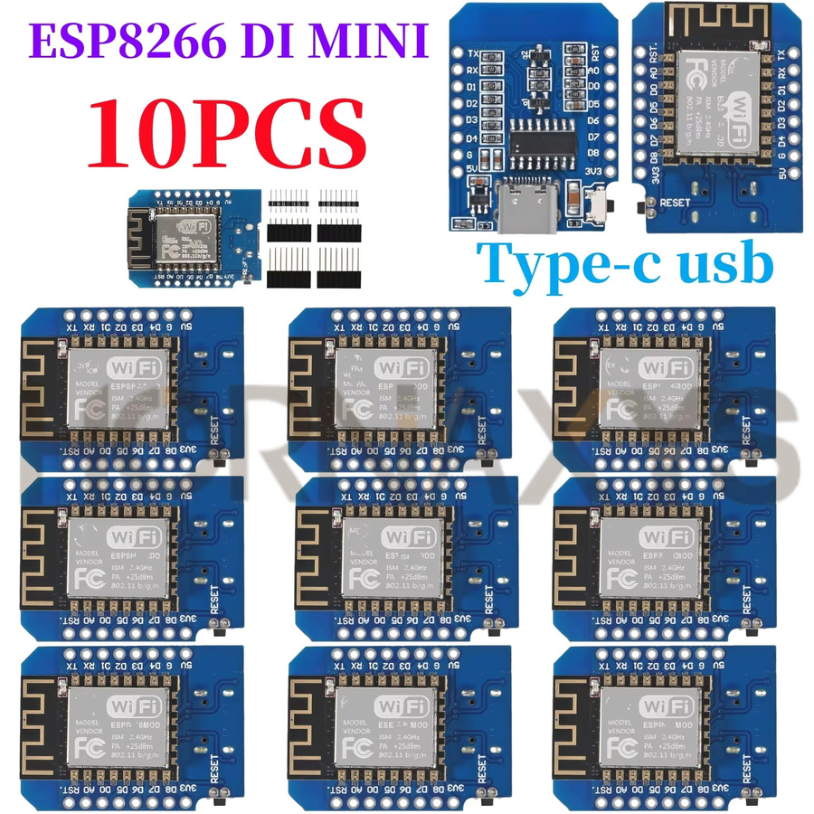 WeMos D1 Mini ESP8266 ESP-12F WiFi Entwicklung Board mit USB-C Anschluss in Blau - Bild 3