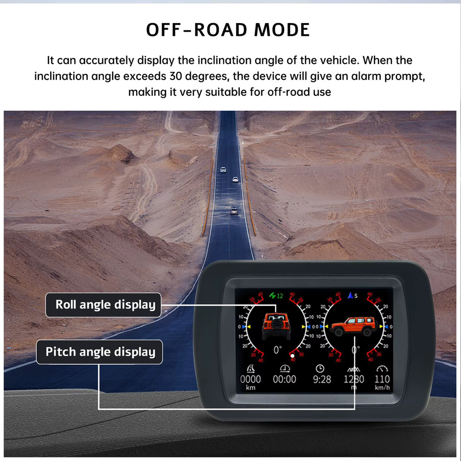 MAIMEIMI A65 Head Up Display GPS Off-Road Multifunktions-OBD HUD Digitalanzeige mit Kompass, Neigungsmesser und Tachometer in Schwarz - Bild 2