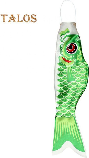 Talos Sport Koinobori Karpfen-Streamer Flagge in Grün für den Kindertag, Windsack aus Textil, Höhe: 40 cm - Bild 1
