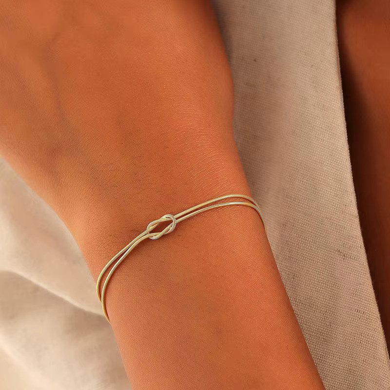 HMKEA Knoten Schlangenkette Armband, Edelstahl, Gold Silber Farbe, Unisex - Bild 1