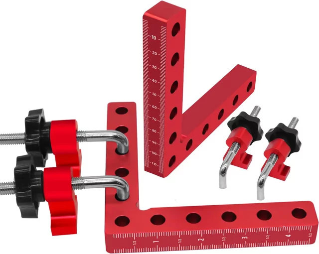 FNICEL Mehrzweck-Winkelklemme für Holzbearbeitung in Rot, 90 Grad Eckpositionierer für Schrankbau und Tischlerei, B/T: 14,0 x 12,0 cm - Bild 1