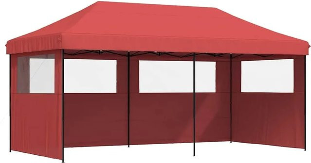 vidaXL Partyzelt Faltbar Pop-Up in Burgunderrot mit 3 Seitenteilen und transparenten Fenstern, B/T/H: 315 x 292 x 292 cm - Bild 1