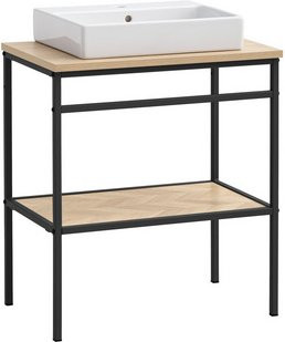 Waschbeckenunterschrank Schildmeyer Lorna in Eiche Nachbildung und Schwarz, B/H/T: 70 x 89,2 x 45 cm - Bild 1