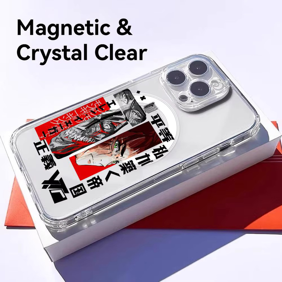 Anime A-Attack On Titan Magnetische Transparente Handyhülle für Apple iPhone 17 16 15 14 13 12 Pro Max Plus mit kabelloser Abdeckung - Bild 2