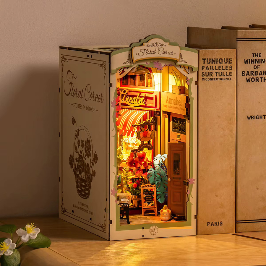 Robotime Blumen-Eck-Bücherregal, 3D Holzspielzeug, DIY-Modell - Bild 2