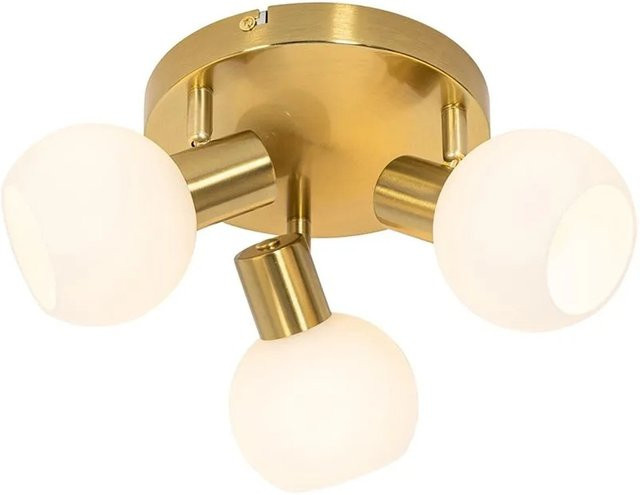 QAZQA Deckenstrahler Anouk in Gold mit Opalglas, 3-flammig, verstellbar und dimmbar, Art déco Stil - Bild 1