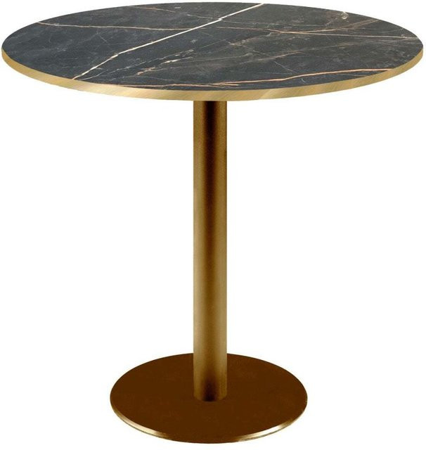 RestooTab Tisch Rome rund mit schwarzer Platte und goldmetallic Gestell, H: 75 cm, Ø: 70 cm - Bild 1