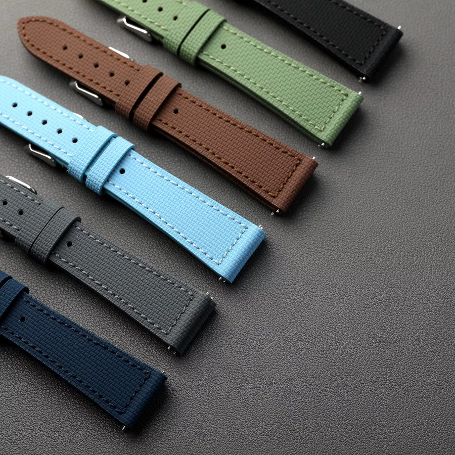 Raystray Uhrenarmband Fluorkautschuk, Schwarz, Herren - Bild 1