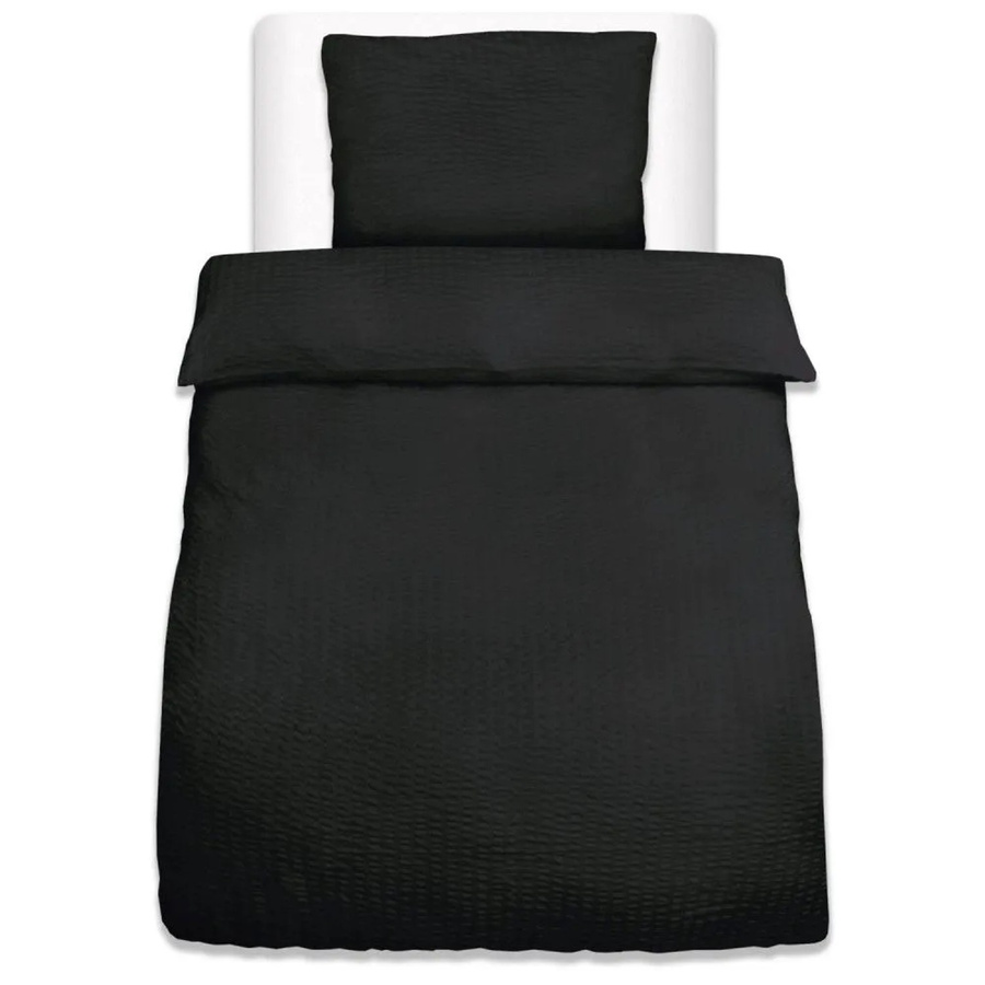 Beautissu 2-teiliges Seersucker Bettwäsche-Set aus Microfaser in Schwarz, Bettbezug B: 135 cm, H: 200 cm und Kissenbezug B: 80 cm, H: 80 cm - Bild 2