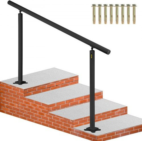 VEVOR Treppengeländer aus Aluminium in Schwarz, Handlauf für 0-5 Stufen, B: 152,8 cm, H: 91,0 cm - Bild 1