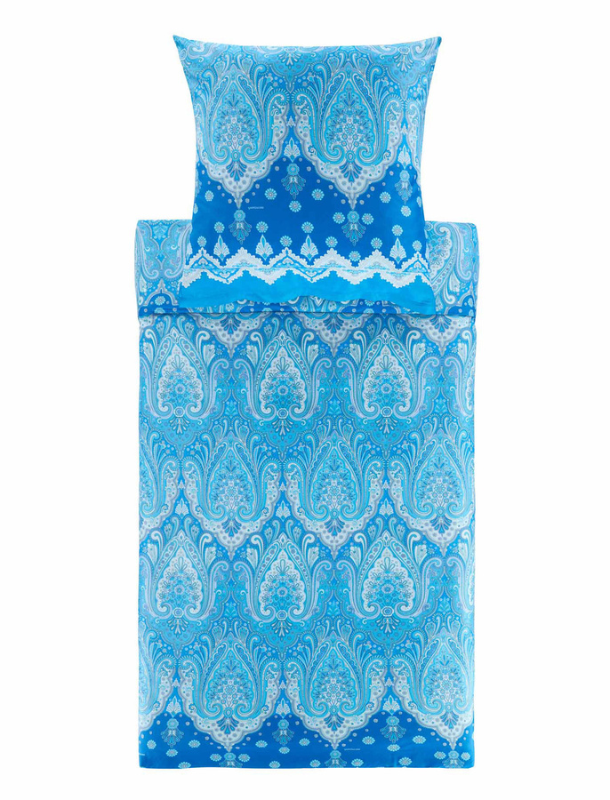 Bassetti Mako-Satin Bettwäsche ISOLABELLA mit Bezug und Kissenbezug, Farbe: Blau, Design: Grafik/Natur, Material: Baumwolle - Bild 1