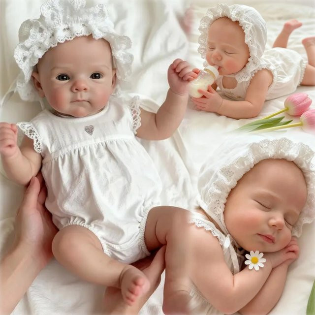 Aizwa1 Bettie und Pascale Reborn Girl, Silikonpuppe, Mädchen, weißer Rock - Bild 1