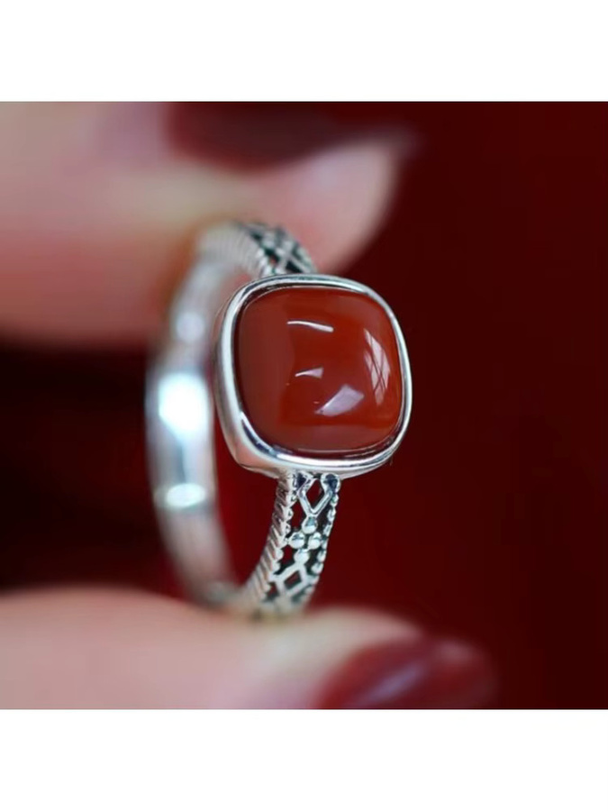 Ring 925 Silber, roter Edelstein, Damen - Bild 5