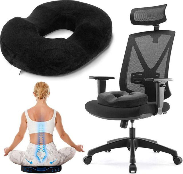 Orthopädisches Memory-Foam Sitzkissen von Binchi Health Technology in Schwarz zur Linderung von Steißbeinschmerzen, Ischias und Hämorrhoiden, konturiert und feste Dichte - Bild 1