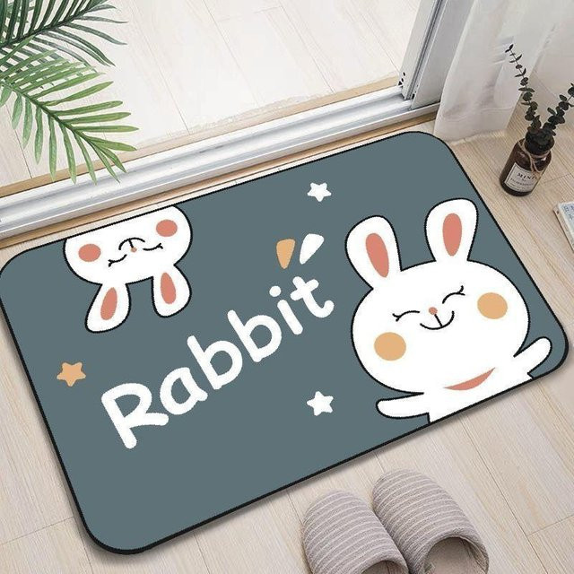 Saugfähige Kieselgur Badezimmer Matte mit Katzenmotiv, rutschfeste und schnell trocknende Fußmatte für die Toilette, Grau, B/B: 50 x 80 cm - Bild 1
