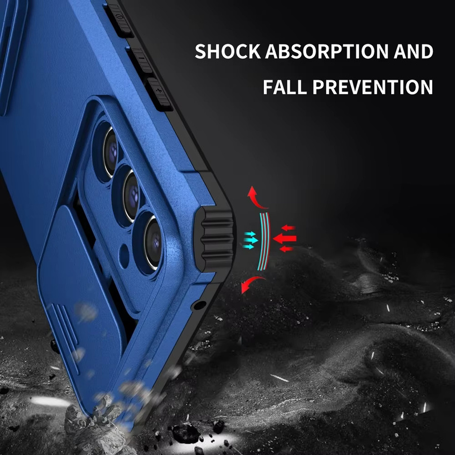 Stoßfeste Ständerhalterhülle mit Slide Lens Protection für Samsung Galaxy A16 A06 A55 A35 A25 A15 A05S in Schwarz - Bild 5