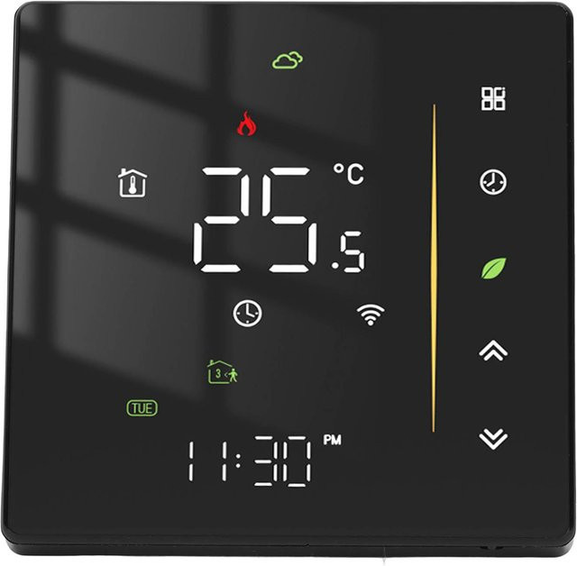 TOMTOP JMS WiFi-Thermostat, intelligenter programmierbarer Temperaturregler für Kesselheizungen, Schwarz - Bild 1