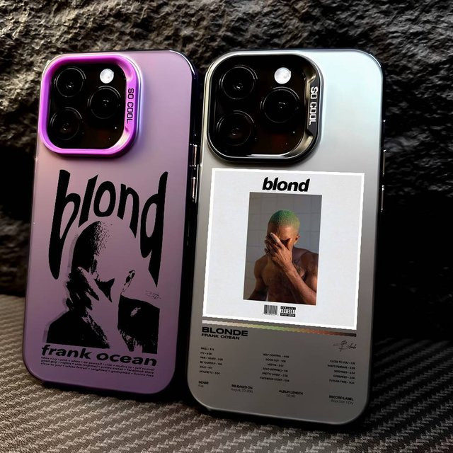 Sänger F-Frank Blonde Ozeane Handyhülle für iPhone 17 16 15 14 13 12 Pro Max in Blau mit Metallknopf - Bild 1