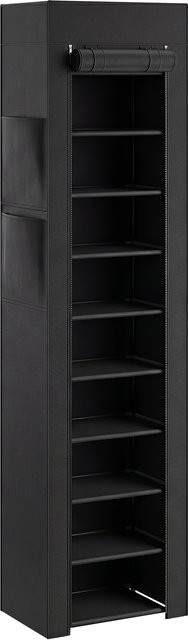 HOMCOM Schuhregal mit 10 Ebenen aus Metall und staubdichtem Stoffbezug, Schwarz, B: 45 cm, T: 30 cm, H: 175 cm - Bild 1