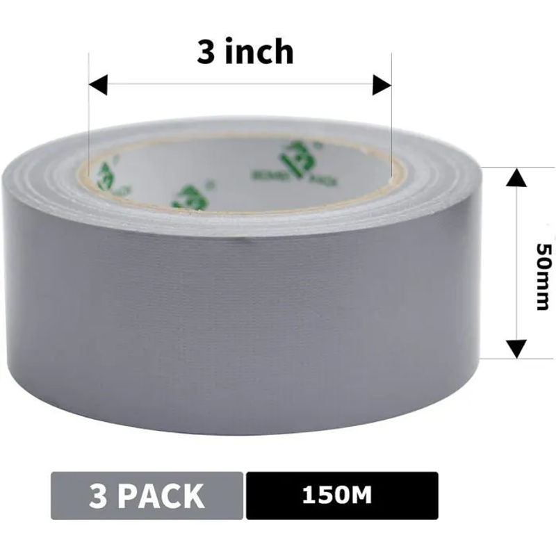 BOMEI PACK Gewebeband Grau Heavy Duty Duct Tape Set, 3 Rollen, Breite: 50 mm, Länge: 50 m pro Rolle - Bild 3