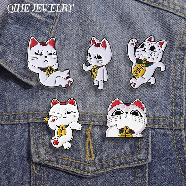 QIHE JEWELRY Brosche, Emaille, Katze, Unisex - Bild 1