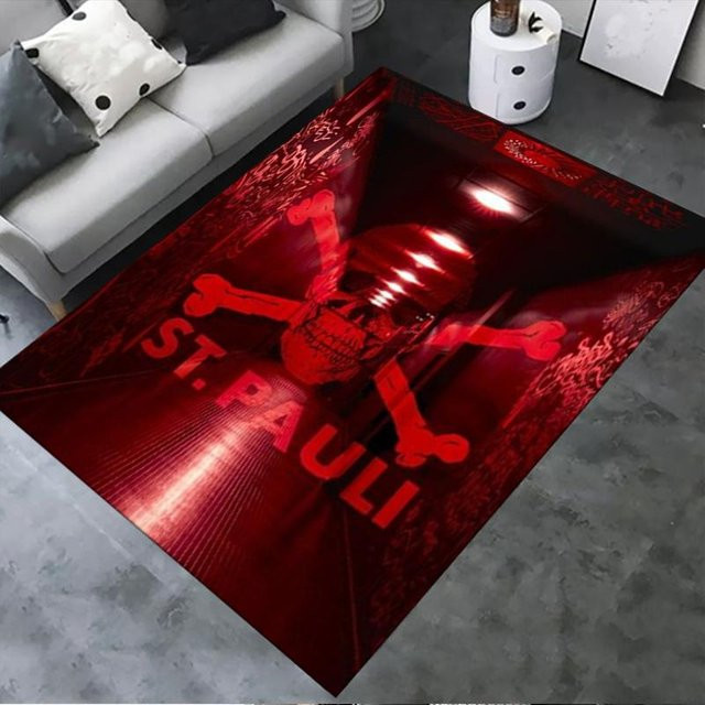 On My Love Home ST Pauli Teppich in Rot, rutschfeste und waschbare Bodenmatte für Wohnzimmer und Schlafzimmer, B/T: 100 x 150 cm - Bild 1