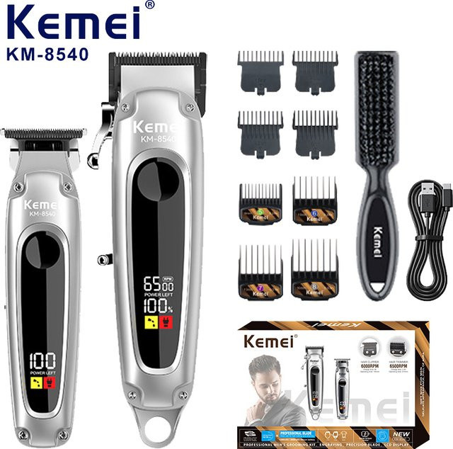 Kemei KM-8540 Professioneller elektrischer Haarschneider und Trimmer für Männer in Silber - Bild 1