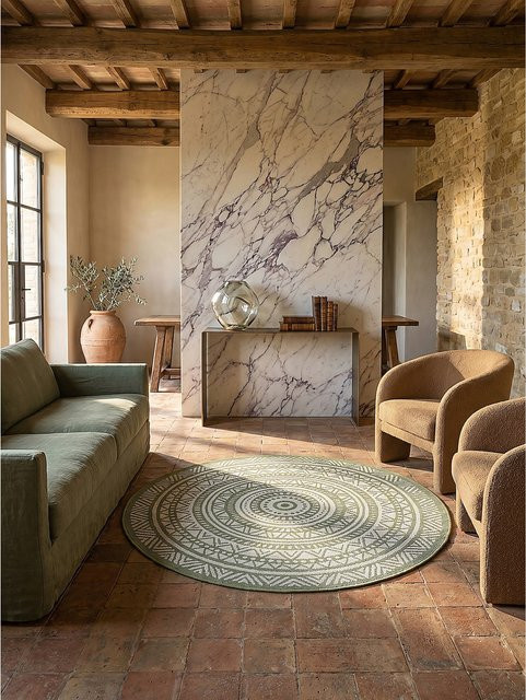 Flachgewebe-Teppich Kadima von BORNO aus Polypropylen in Grün, B/B: 160 x 160 cm - Bild 1