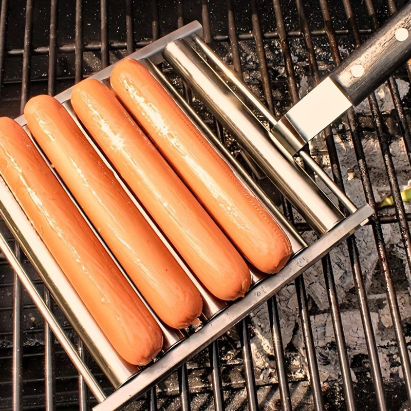 LChome Rollgrill aus Edelstahl und Holz in Silber für Camping und Picknick - Bild 2