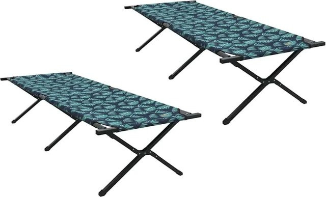 vidaXL 2er Set Klappbare Camping Schlafbetten aus Oxford-Stoff und Stahl, Farbe Grün, B/T/H: 80 x 210 x 46 cm - Bild 1