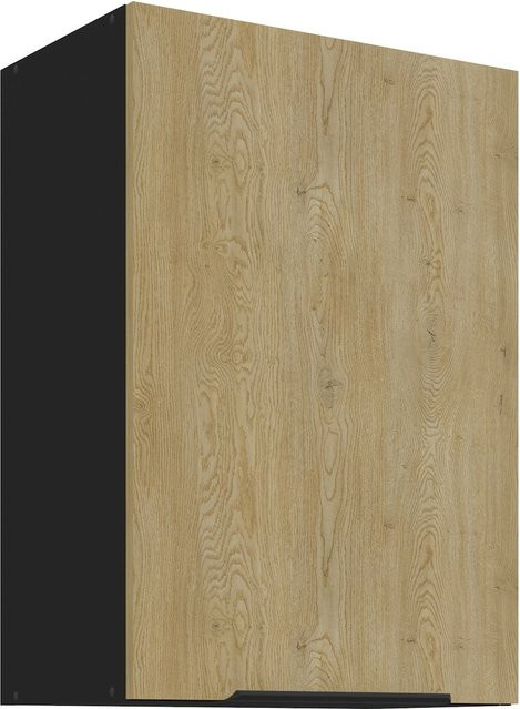 Küchen Hängeschrank CREMONA in Eiche Schwarz mit Einlegböden, Breite: 50 cm - Bild 1