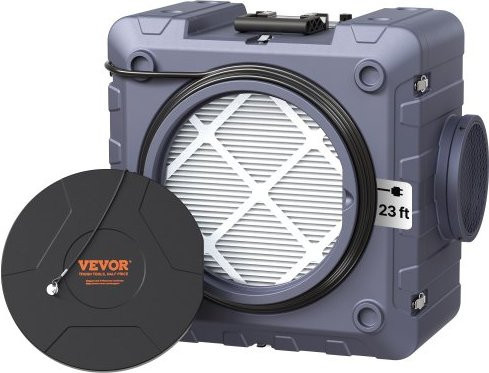 VEVOR Luftreiniger mit 3-stufigem System, stapelbare Negative-Air-Maschine mit HEPA H13 und Aktivkohlefilter, Grau - Bild 1