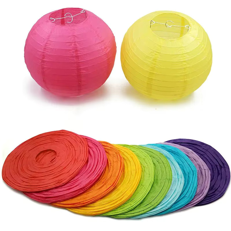 Merylover Runde Papierlaterne in Orange und Gelb für Hochzeiten, Geburtstage und Partys, Durchmesser: 15,24 cm - Bild 3
